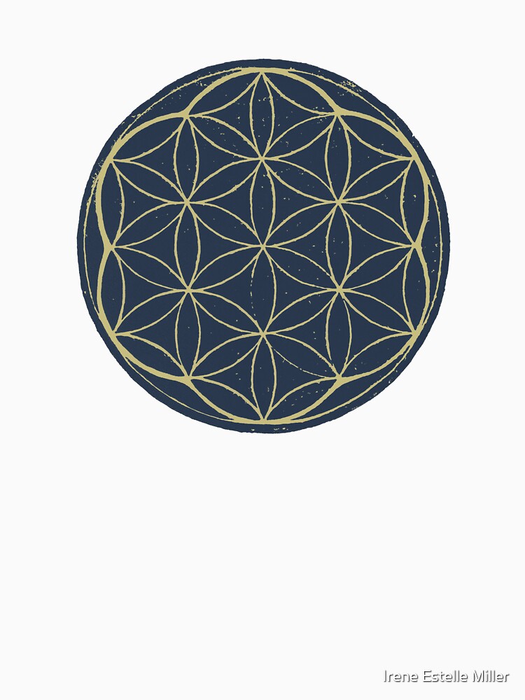 Flower of Life Linocut - Dusk + Gold by Irene Estelle