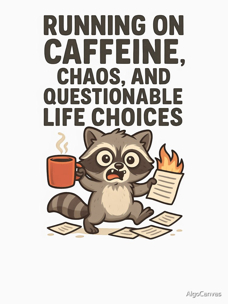 Running on Caffeine, Chaos, and Questionable Life Choices – Funny Animal T-Shirt by AlgoCanvas