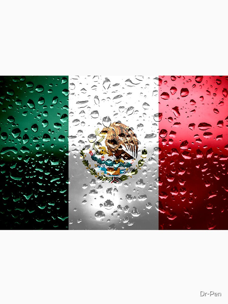 Flag of Mexico Raindrops Metallic Metal - Mexican by Dr-Pen