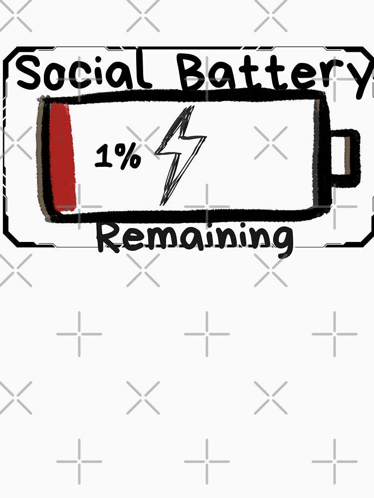 Social Battery 1% Remaining – Funny Introvert Quote Design by MindbiteSolutions