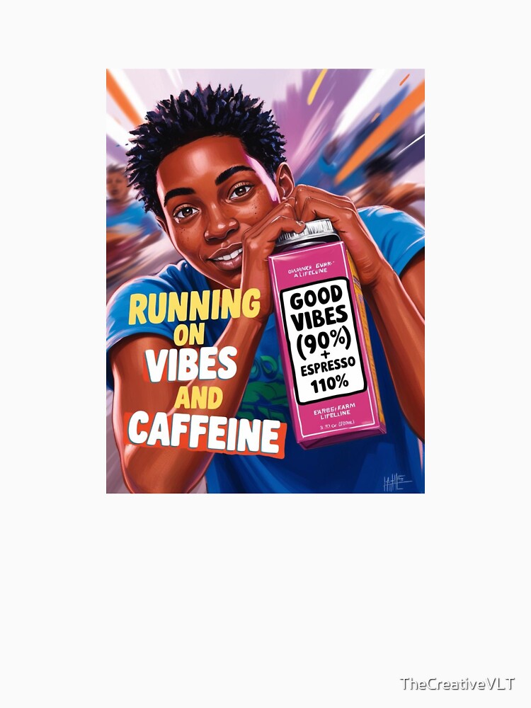 Running on Vibes and Caffeine – Funny Coffee Lover Quote by TheCreativeVLT