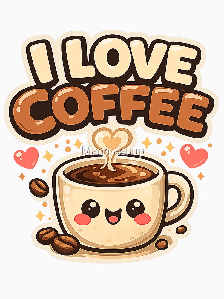 I Love Coffee Cute Kawaii Coffee Lover by Magmashup