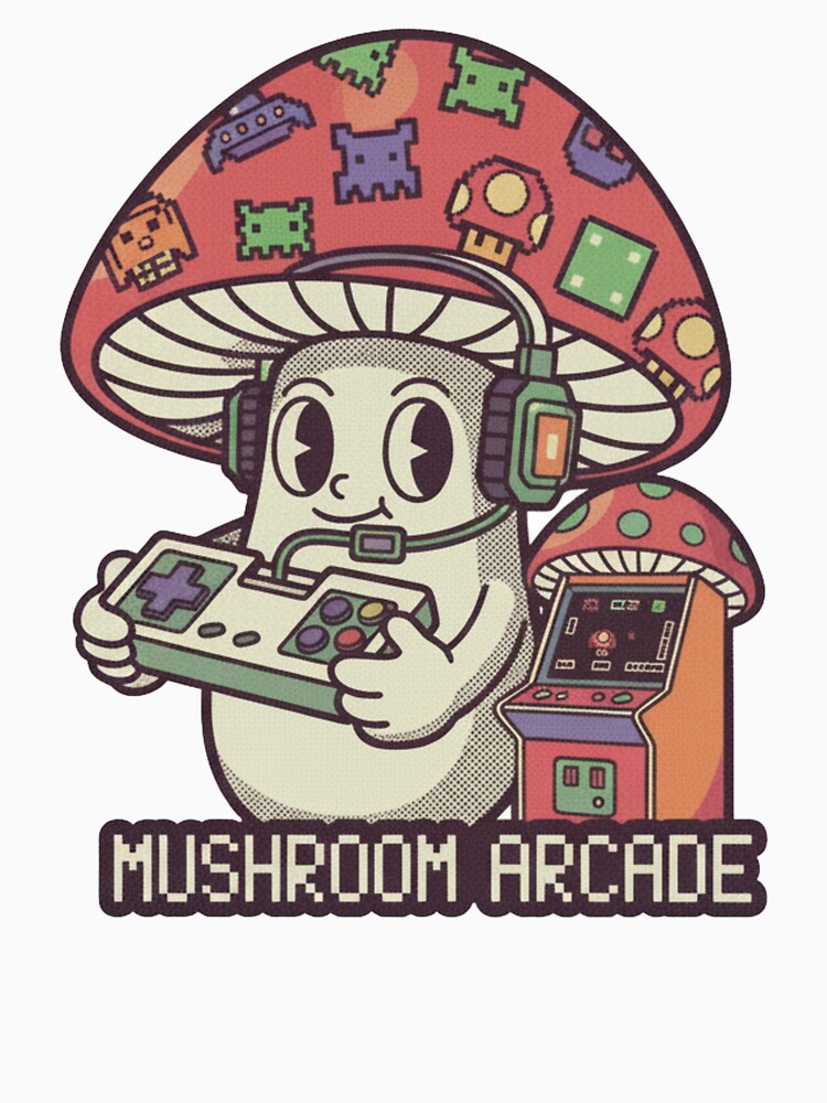 Mushroom Arcade Gamer – Retro Pixel Art Fungi Design by Willow & Ink