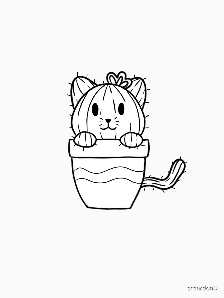 Black and White Cat Cactus - "Catcus" by ereardon0