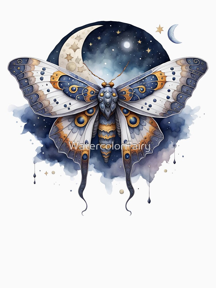 Luna night moth moon by WatercolorFairy