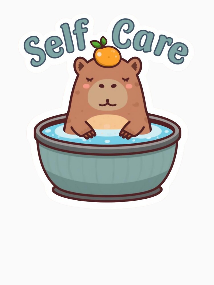 Self Care Capybara - Zen Meditating Animal Mental Health Sticker by The Silly Grumpy Society