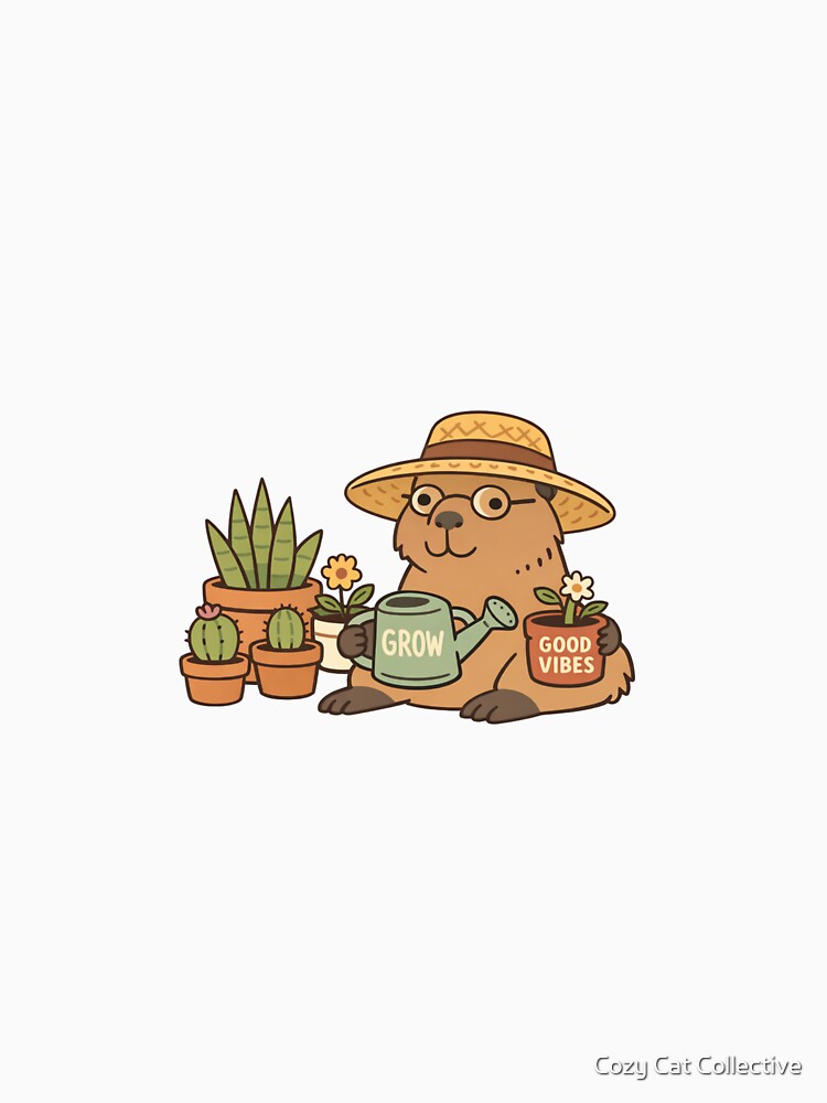Grow Good Vibes – Cute Gardening Animal Plant Lover Aesthetic Shirt by Cozy Cat Collective