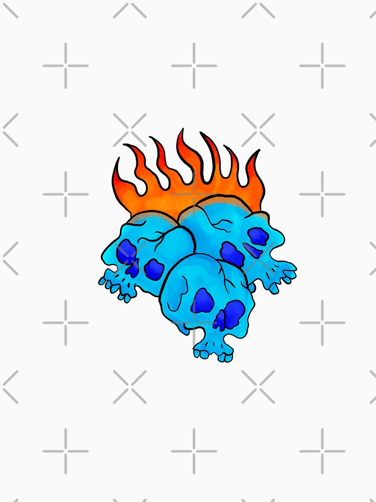 Flaming Blue Skull Trio by BrokenC0mb