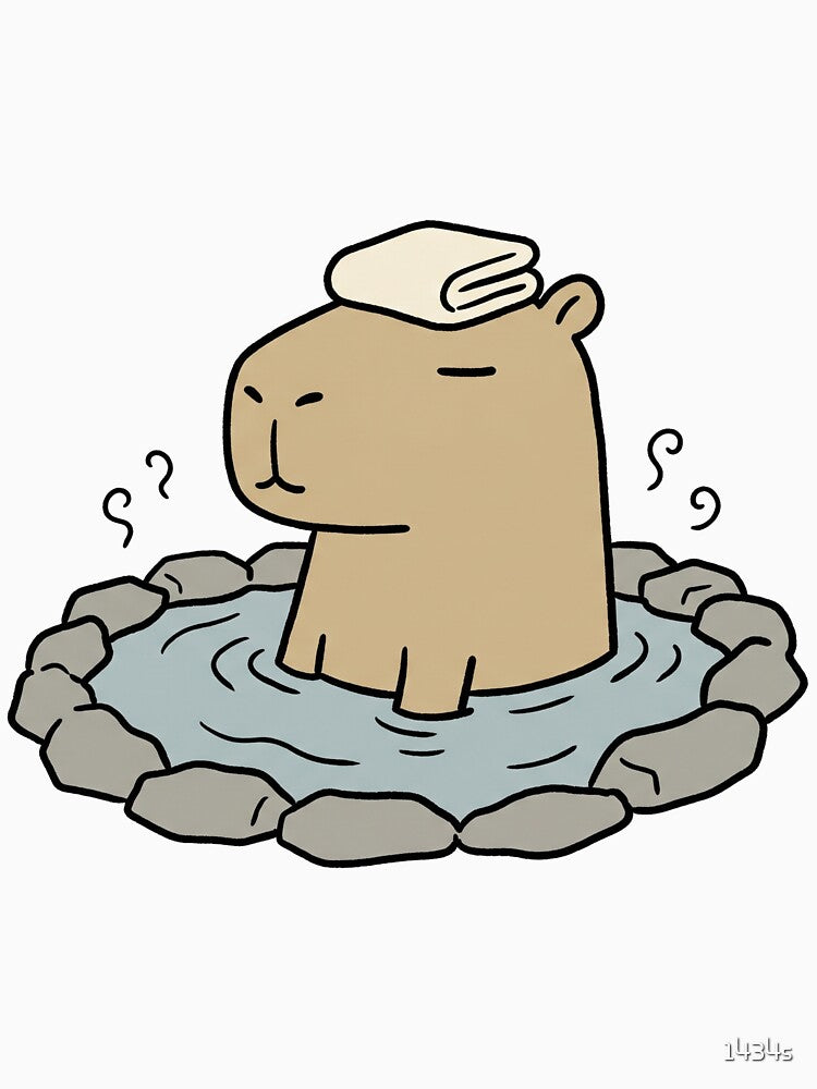 Zen Capybara Onsen - Chill Spa Day Aesthetic Sticker by 1434s