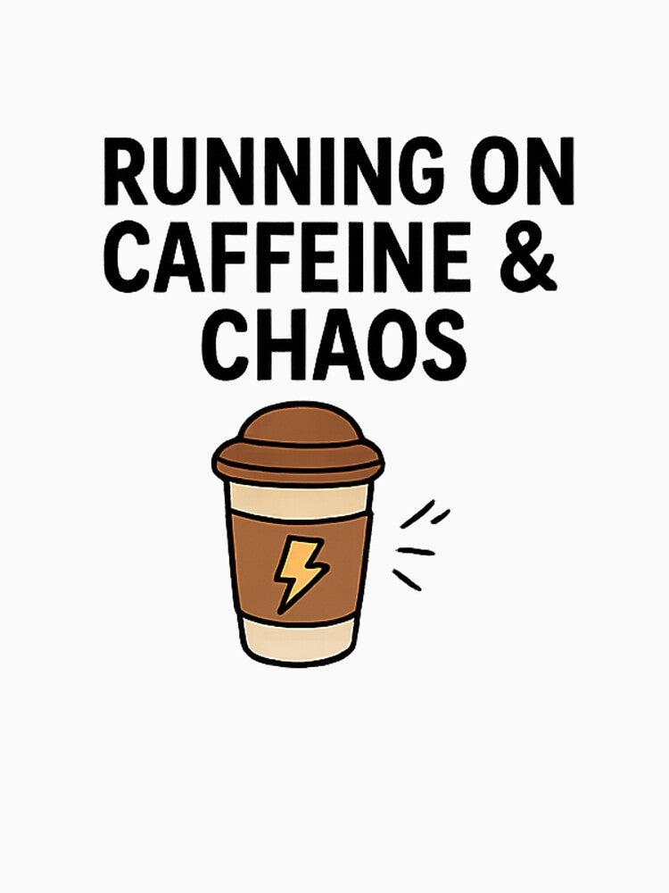 Running on Caffeine and Chaos | Funny Coffee & Exhausted Life Humor Shirt by Long Family Gifts