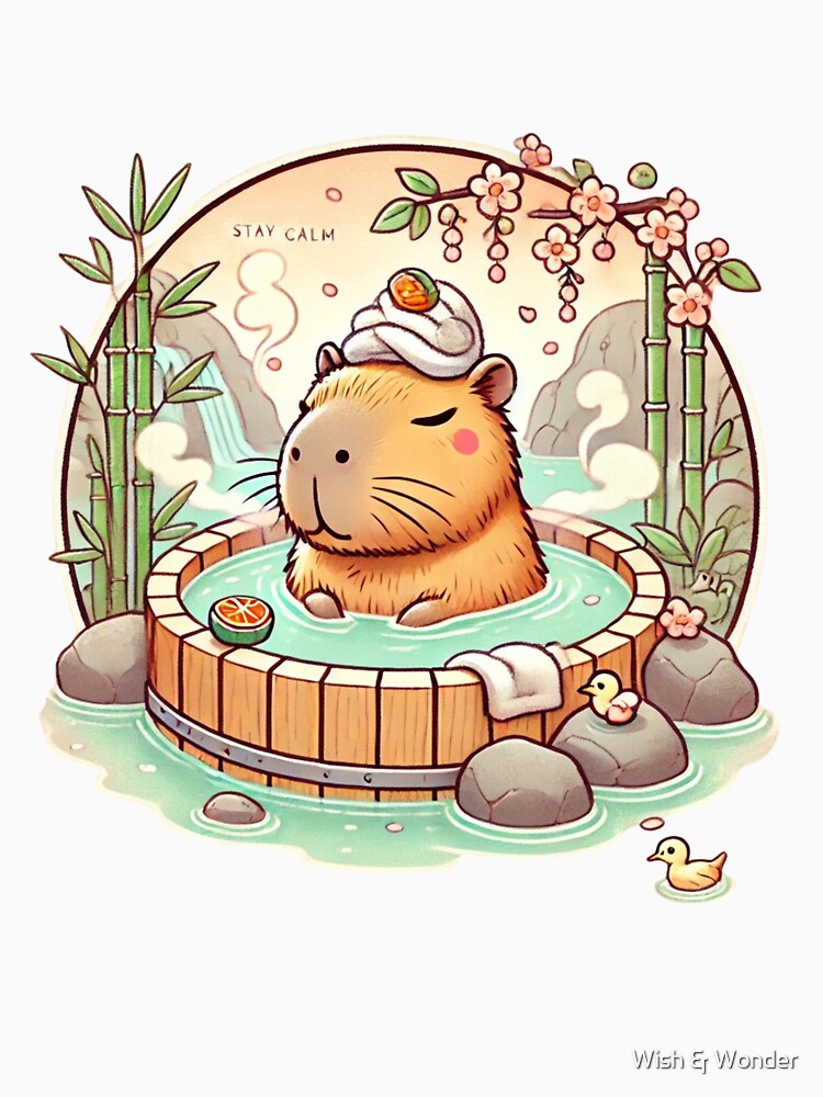 Zen Capybara Soaking in Onsen by Wish & Wonder