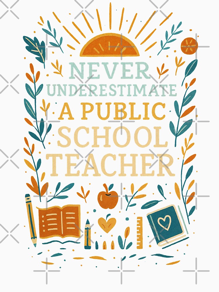 Never Underestimate a Public School Teacher Inspirational Quote Design by Victor Shadehorn