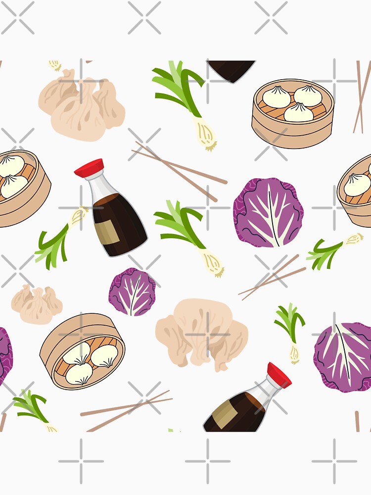 Seamless Dumplings Pattern — Cute Asian Food Repeating Design with Dumplings and More by StudioSamanthaa