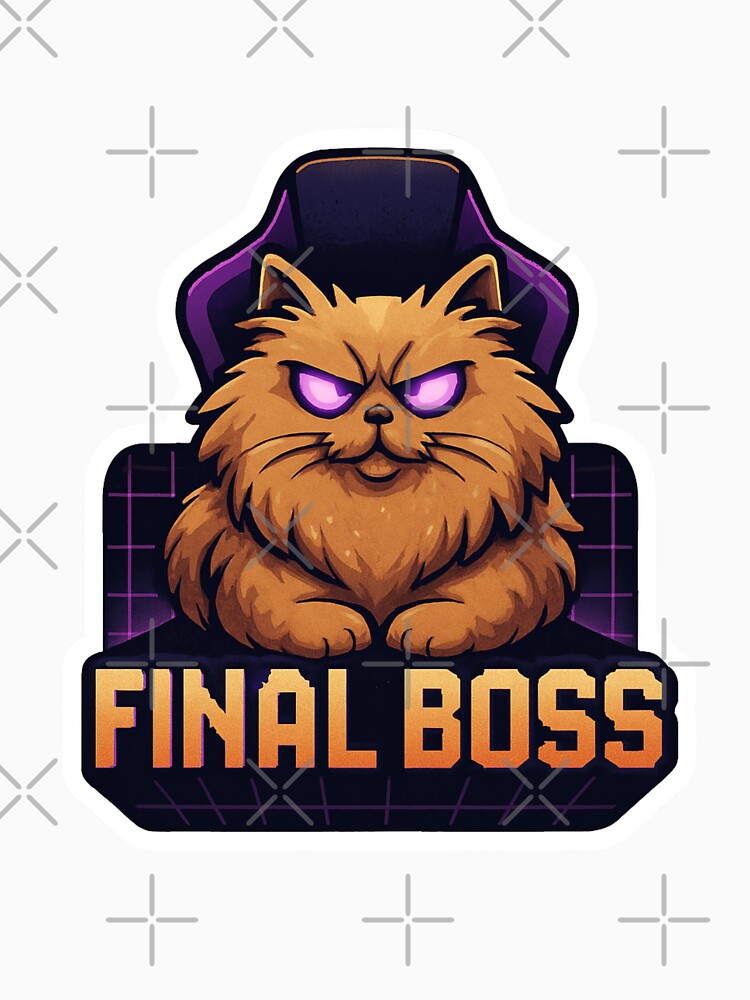 "Final Boss" Funny Gamer Cat Loaf Vector Sticker by catastrocat