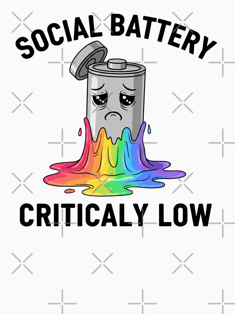 "Social Battery Critical Low"||Melting Rainbow Battery Aesthetic Shirt by TeerificThreads