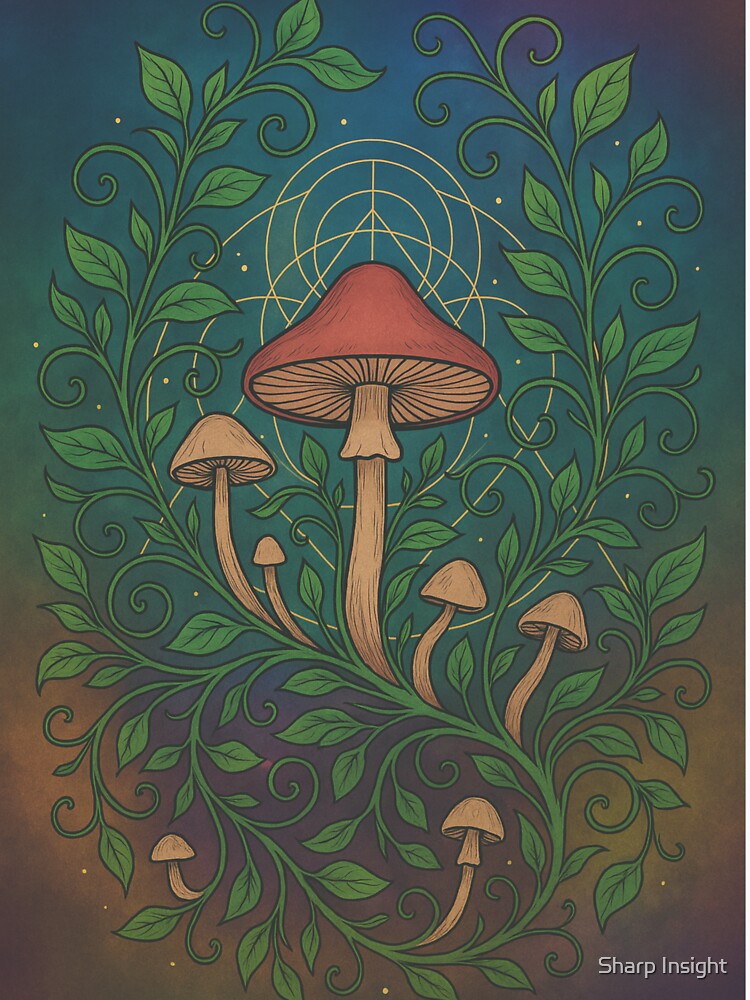 “Lush Mycelium” – Vines & Mushrooms in Sacred Symmetry by Sharp Insight