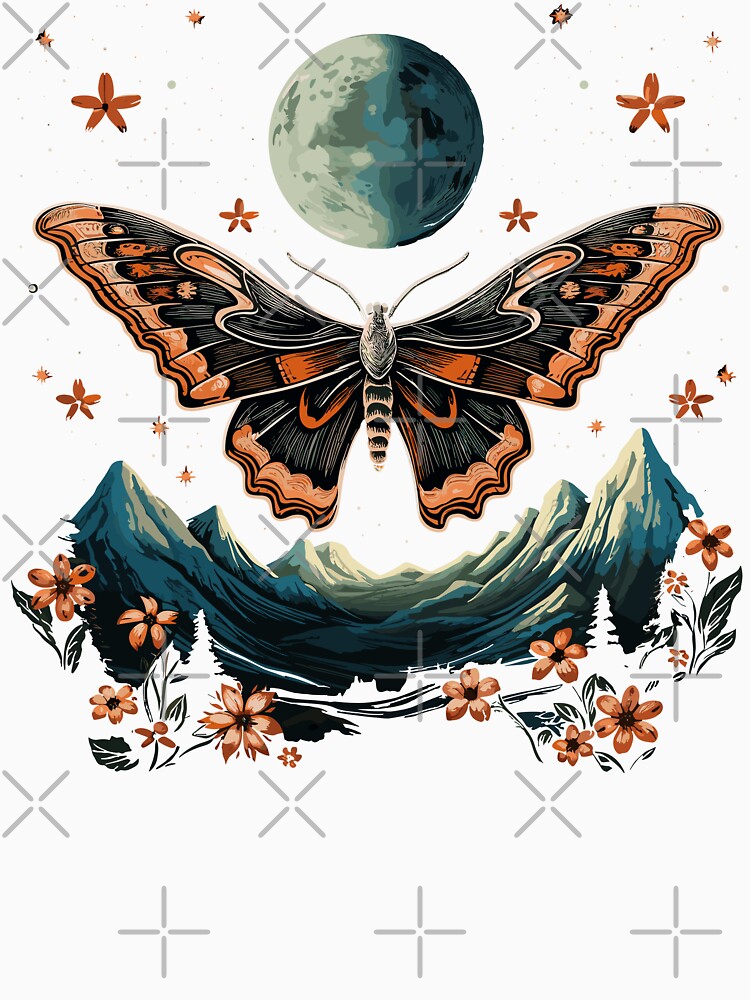 Moth With Flowers Starry Night Old West Styled by CosyTeal