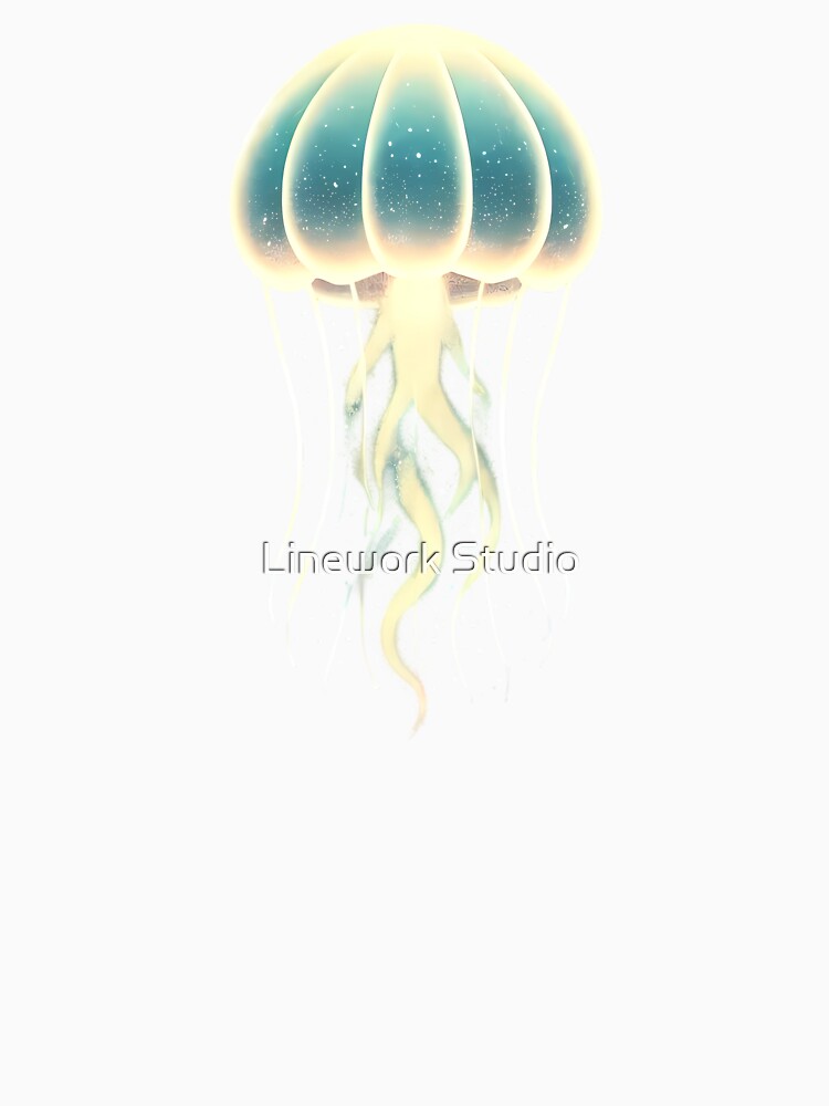 Glowing Jellyfish in Cosmic Deep Sea by Linework Studio
