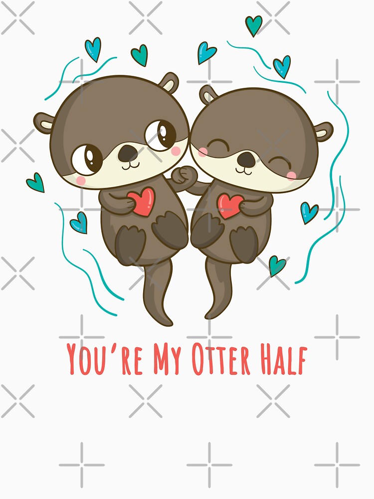 You're My Otter Half - Cute Otters Holding Hands by GasparArts