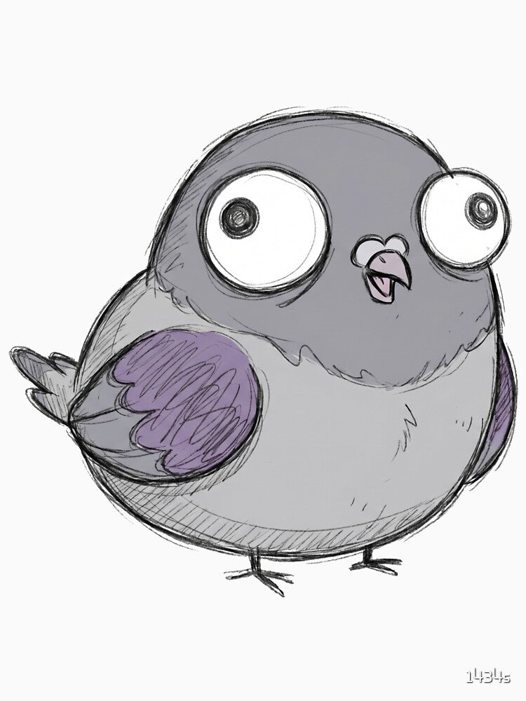 Derpy Pigeon - Funny Clueless Bird Sketch Aesthetic Sticker by 1434s