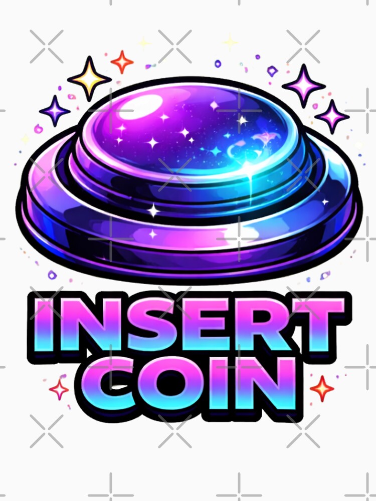 Insert Coin Retro Arcade Button – Neon Gamer Vaporwave Gaming Design by NuniDesigns