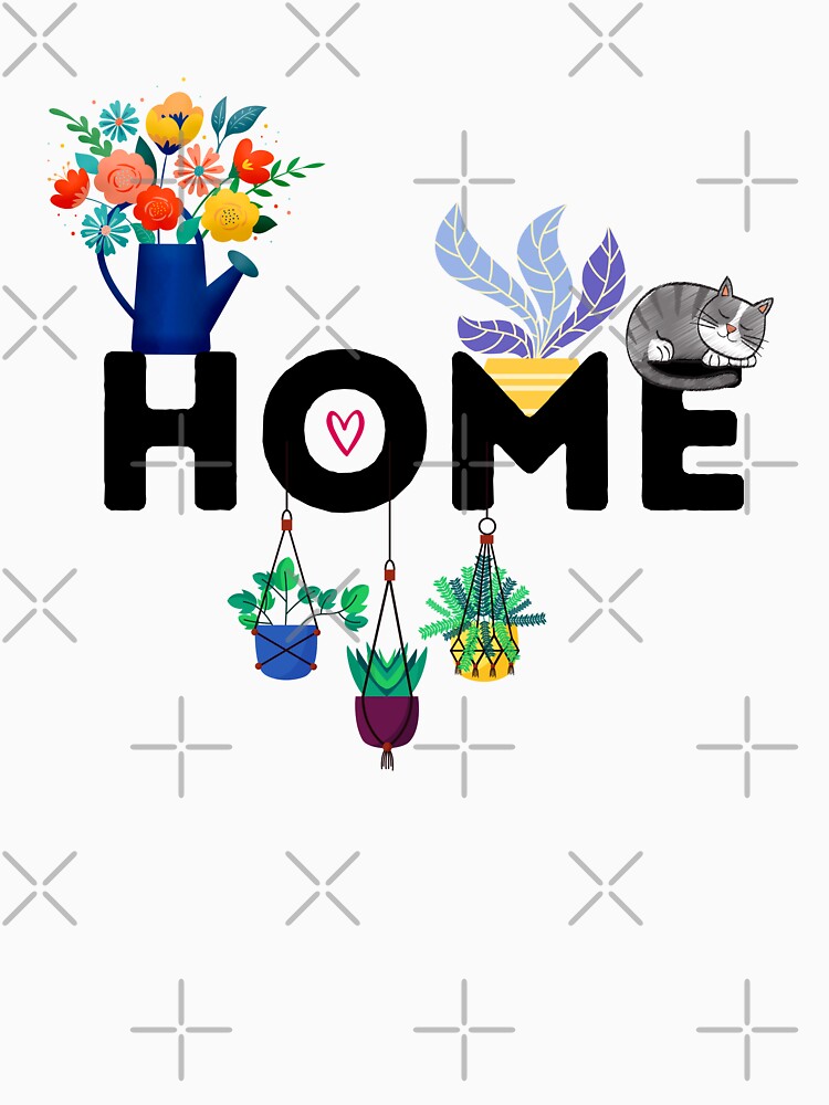 Home Sweet Home Indoor Jungle Plant Lover and Cat Art by Wennebabs