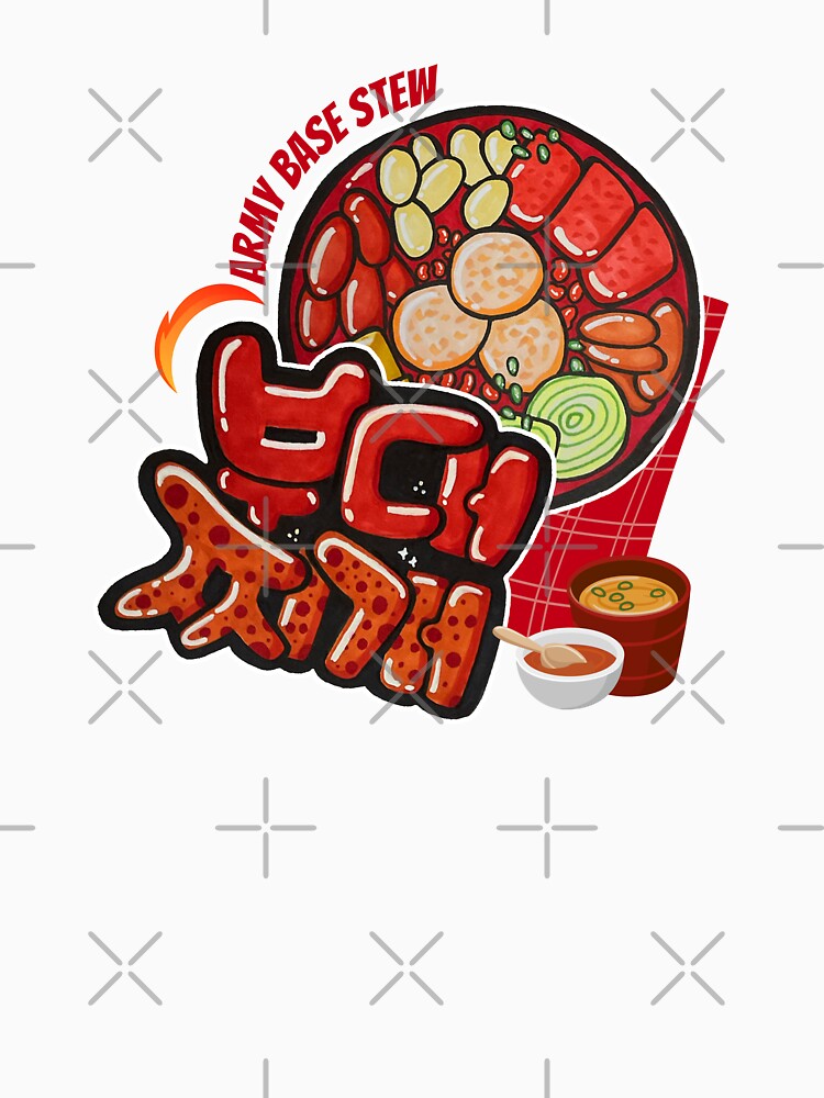 Spicy Korean Army Base Stew Budae Jjigae Illustration for K-Food Lovers by lazypencil.art
