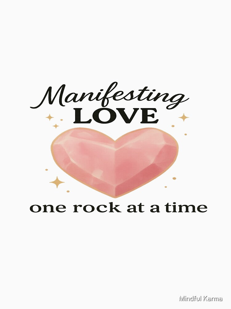 Rose Quartz Heart T-Shirt – Manifesting Love Crystal Quote by Mindful Karma