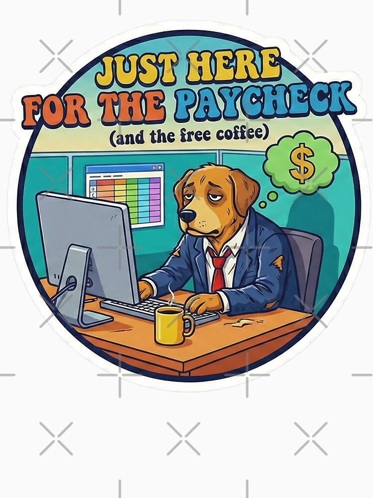 Just Here For The Paycheck & Free Coffee - Funny Office Dog by Rengwear