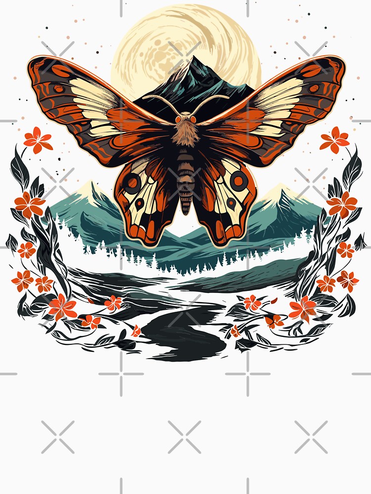 Moth With Red Flowers Starry Night Old West Styled by CosyTeal