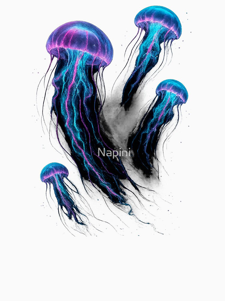 Cyberpunk Jellyfish – Neon Ocean Glow by Napini