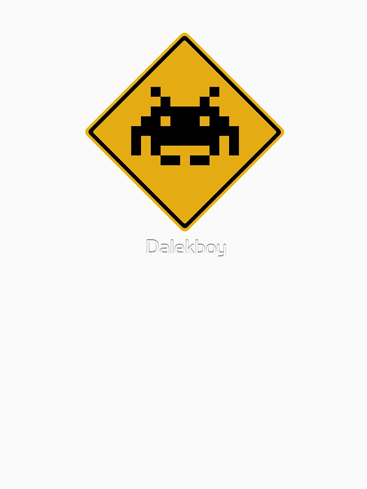 Pixelised Invader 01 Silhouette Road Sign by Dalekboy