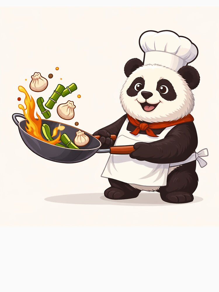 Cute Panda Chef Cooking Bamboo Dumplings – Funny Foodie Panda Design by snaperos