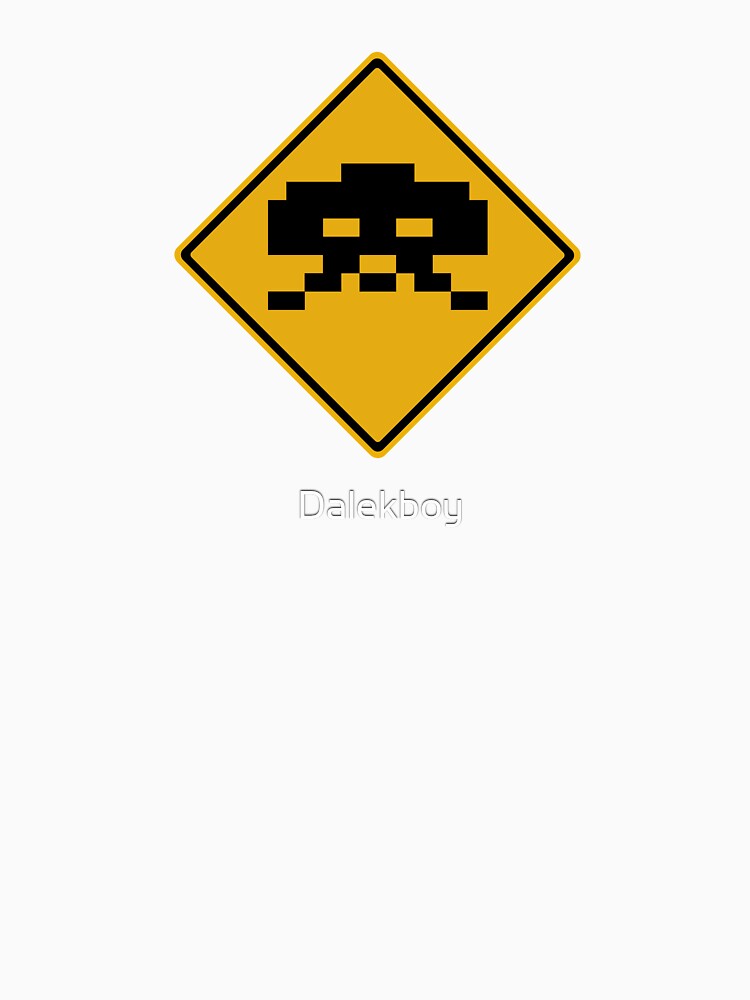 Pixelised Invader 02 Silhouette Road Sign by Dalekboy