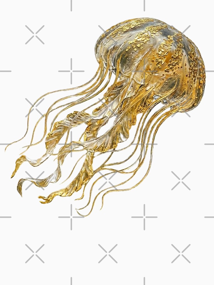 Golden Ethereal Jellyfish – Impasto Oil Painting Style by MagicMood Creations