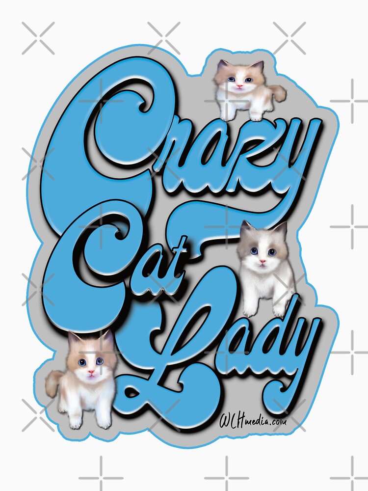 Crazy Cat Lady Fun Blue Word Art by WLHmedia.com