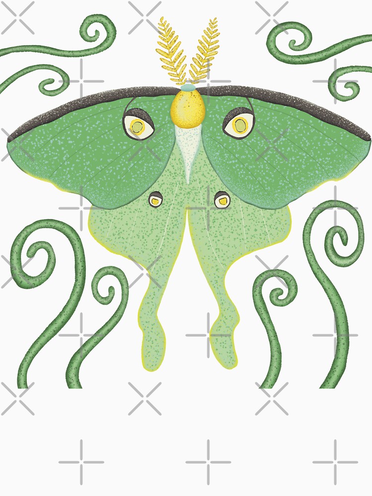 Hand Drawn Green Luna Moth with Gritty Texture by InkyOdyssey