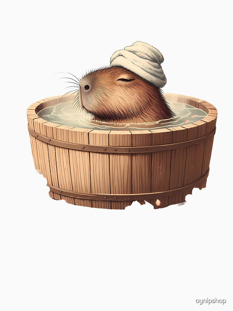 Chill Capybara Spa Day Japanese Onsen Vibe by oynipshop