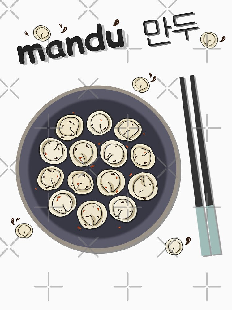 Korean Mandu dumpling art, fun Asian food drawing by JinJinYoon