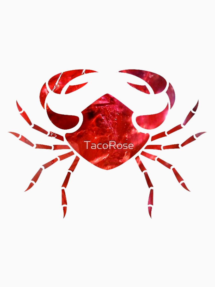 Cancer Zodiac Symbol Silhouette Design With July Birthstone Ruby Background by TacoRose