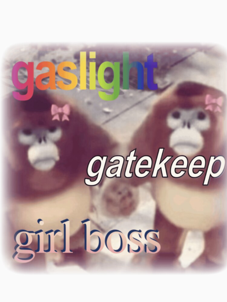"gaslight gatekeep girlboss" monkey meme by monkey zone