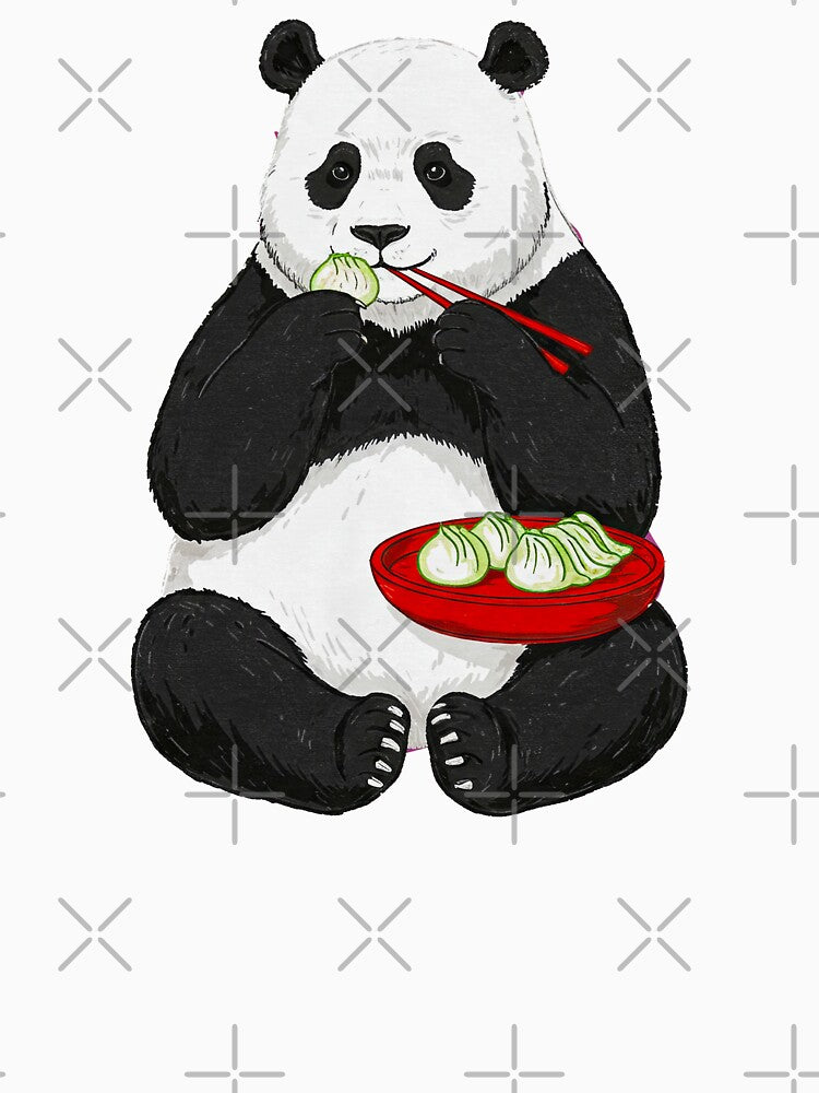 Cute Panda Eating Dumplings Chopsticks by TeeARTHY