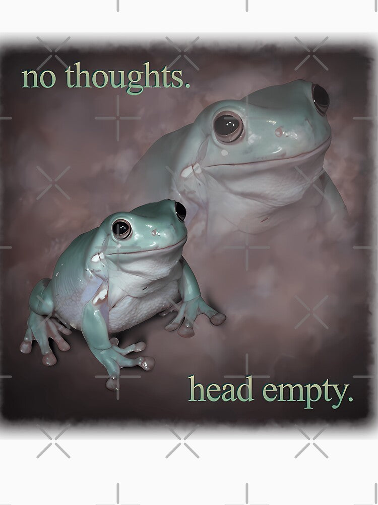 No Thoughts Head Empty Frog Retro Word by Ubenart