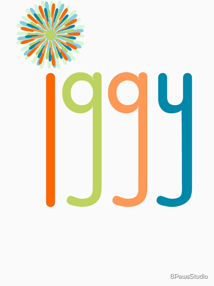 Iggy with Pom Pom Colorful Typography on White - Italian Greyhound by 8PawsStudio