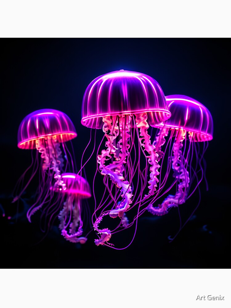 Vibrant Neon Jellyfish Ocean Bloom Scene by Art Genix