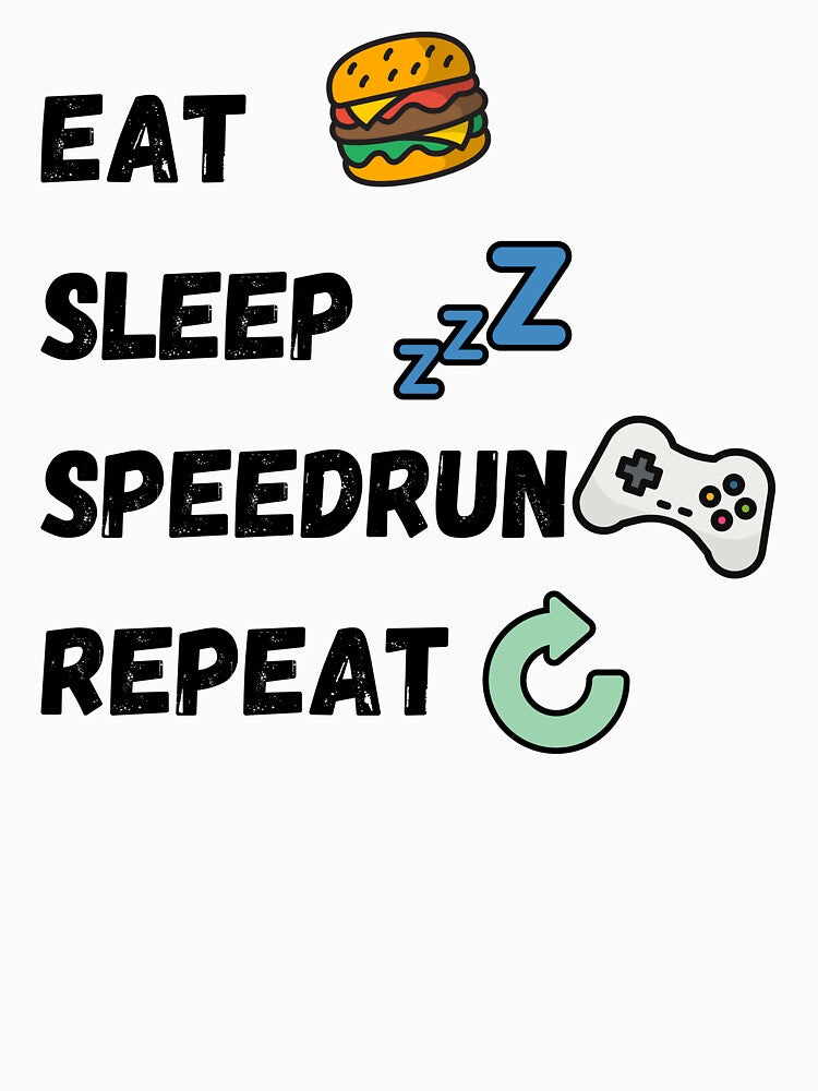 Eat Sleep Speedrun Repeat – Fun Emoji Gamer Quote by PHRASEandSTYLE