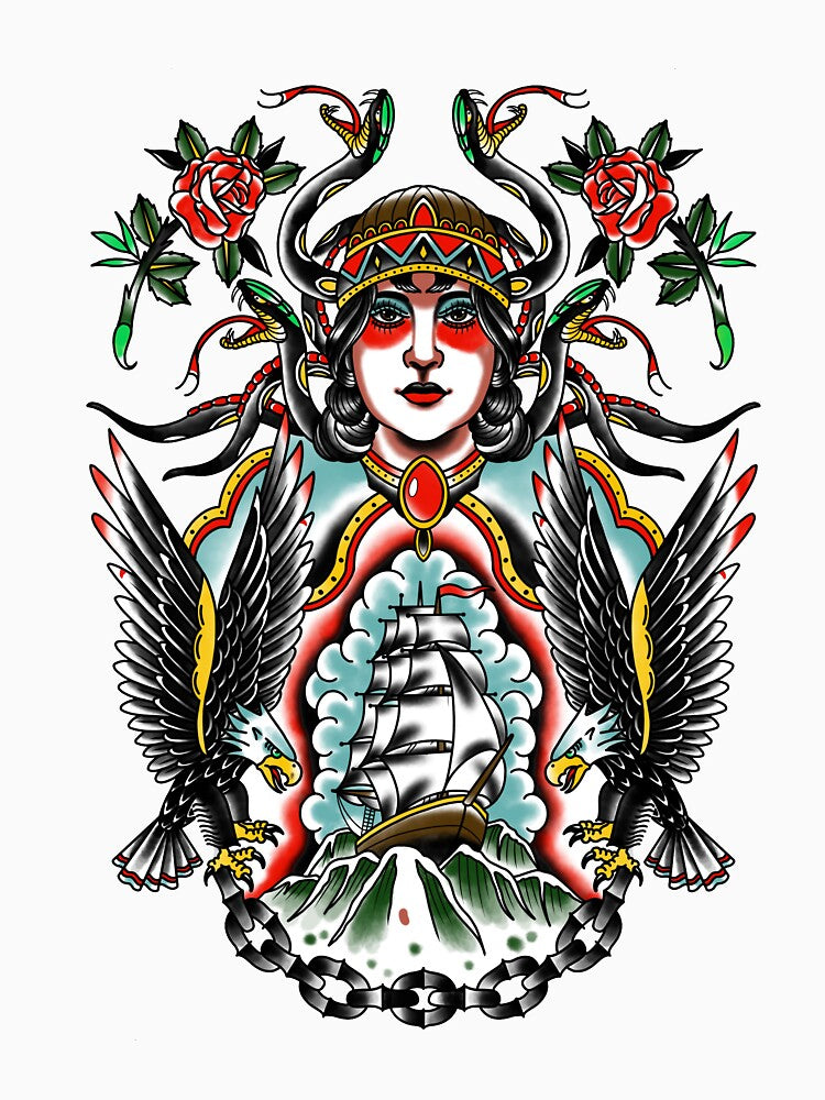 Traditional Tattoo Old School Medusa Tattoo by stephenjshaw
