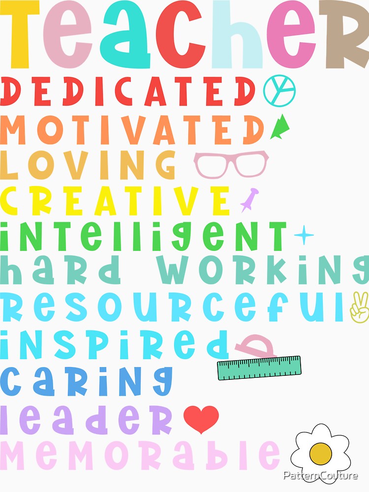 Colorful Teacher Appreciation Motivational Words Typography Design by PatternCouture