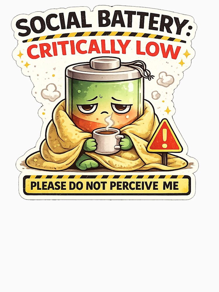 Social Battery Critically Low Funny Introvert Battery by DavorNS