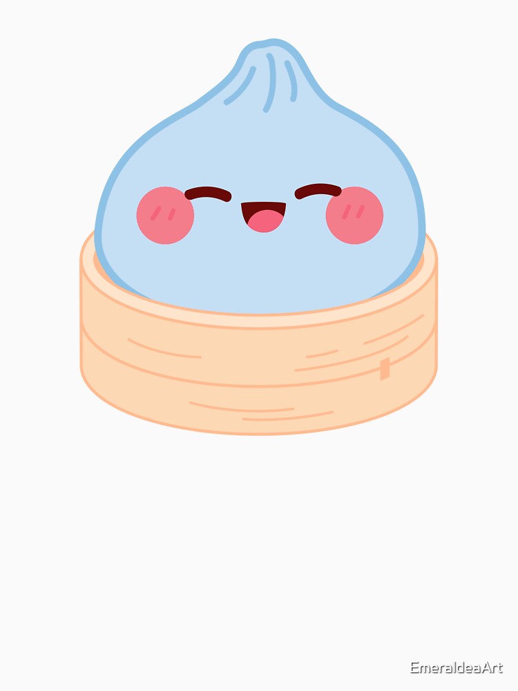 Kawaii Blue Squishy Dumpling in bamboo steamer basket by EmeraldeaArt
